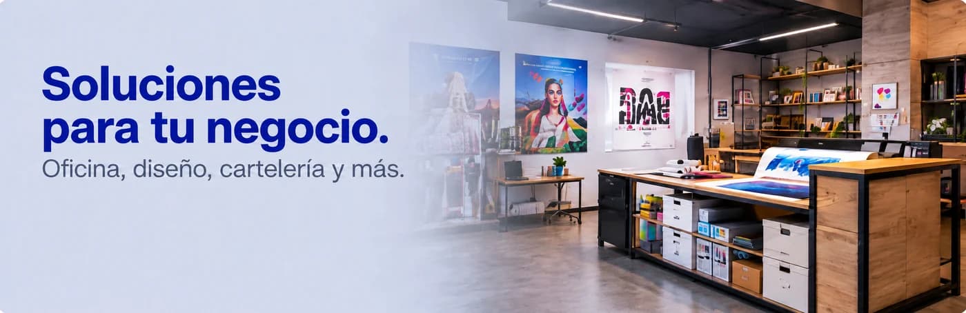 Soluciones para tu negocio: oficina, diseño, cartelería y más.